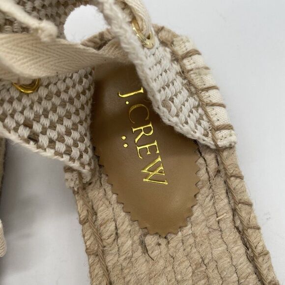 NEW J Crew Shoes Womens Size 6.5 Espadrille Linen Ankle Wrap Flat Summer Casual - Picture 4 of 10